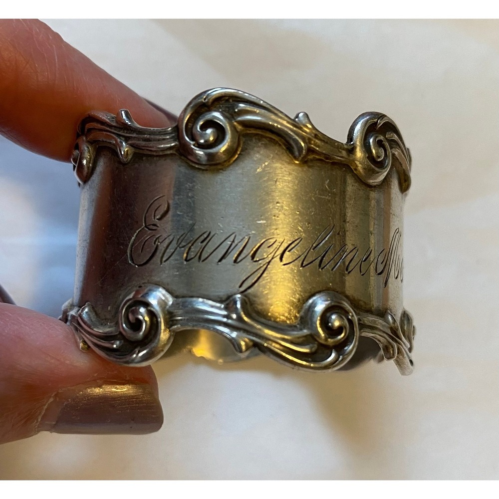 Antique‎ Sterling National Silver Co Napkin Ring Engraved Evangeline